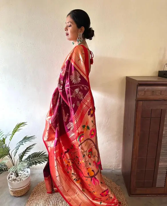 Rich pallu with allovar flower butii desing saree  uploaded by Dhananjay Creations Pvt Ltd. on 8/7/2023