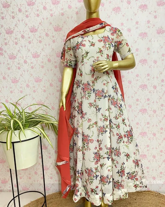 Beautiful Floral Shades🦄
Printed Georgette anarkali dress with  beautiful n fresh floral prints  un uploaded by Villa outfit on 8/7/2023