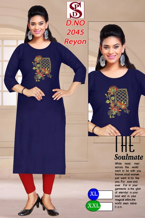RAYON work kurti  uploaded by Ekveera Fashion on 8/7/2023