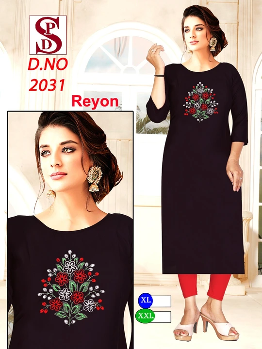 RAYON work kurti  uploaded by Ekveera Fashion on 8/7/2023