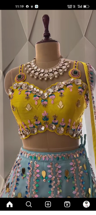 Is heavy lenhga choli for mirror wala hand work  uploaded by Tailor boutique fashion on 8/7/2023