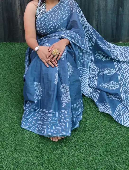Hend block printed cotton Malmal Sarees  uploaded by business on 8/7/2023