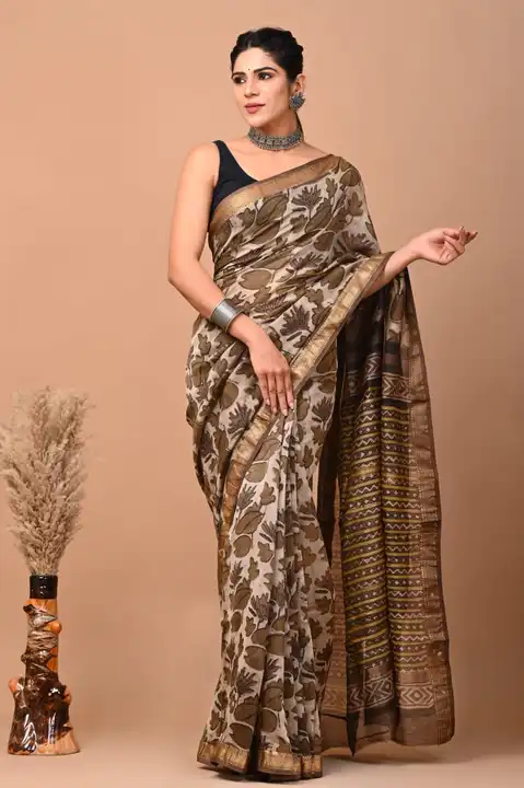 Bagru hend block Printed Maheshwari silk sarees  uploaded by NR Collection on 8/7/2023