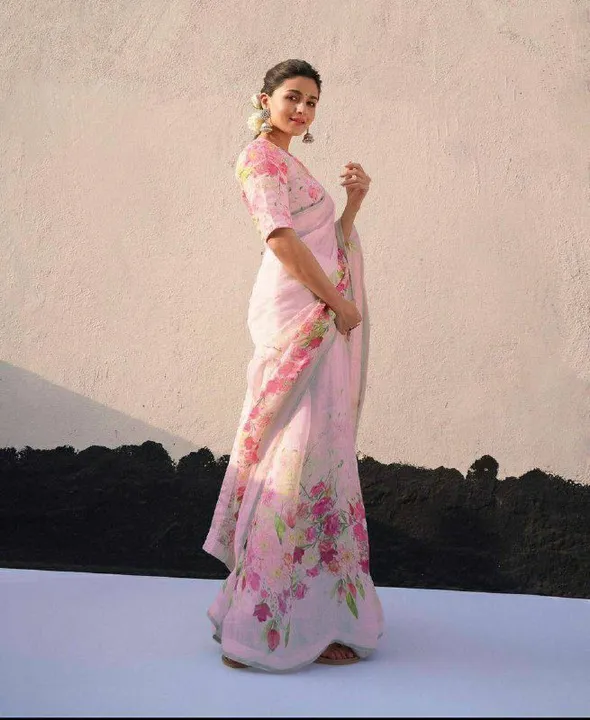 Linen saree  uploaded by business on 8/7/2023