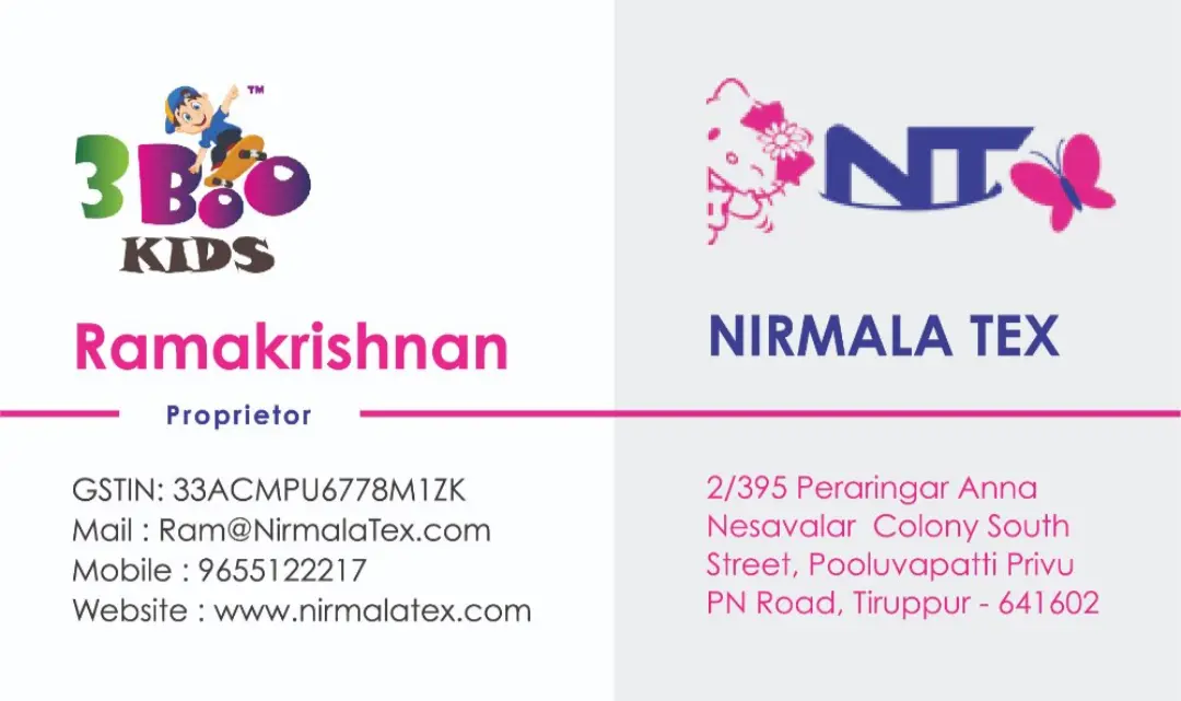 Visiting card store images of NIRMALA TEX