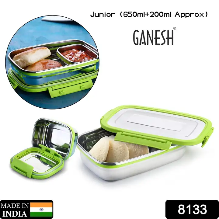GANESH JUNIOR STAINLESS STEEL LUNCH BOX uploaded by FASHION FOLDER on 8/7/2023