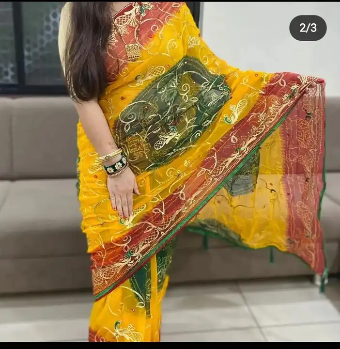 New launched beautiful heavy georgte fine quality fabric with all over Kasab Zaree haal work saree 
 uploaded by Gotapatti manufacturer on 8/8/2023