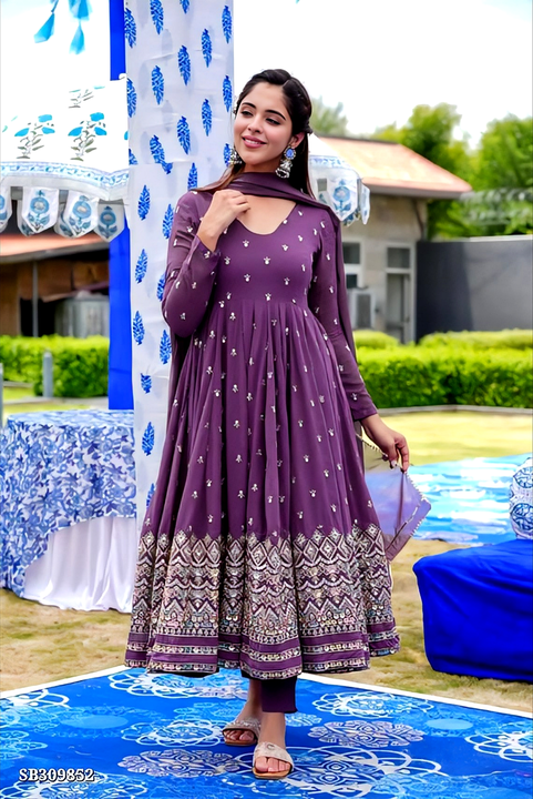 Beautiful Designer Anarkali Kurti And Pant With Dupatta  uploaded by business on 8/8/2023