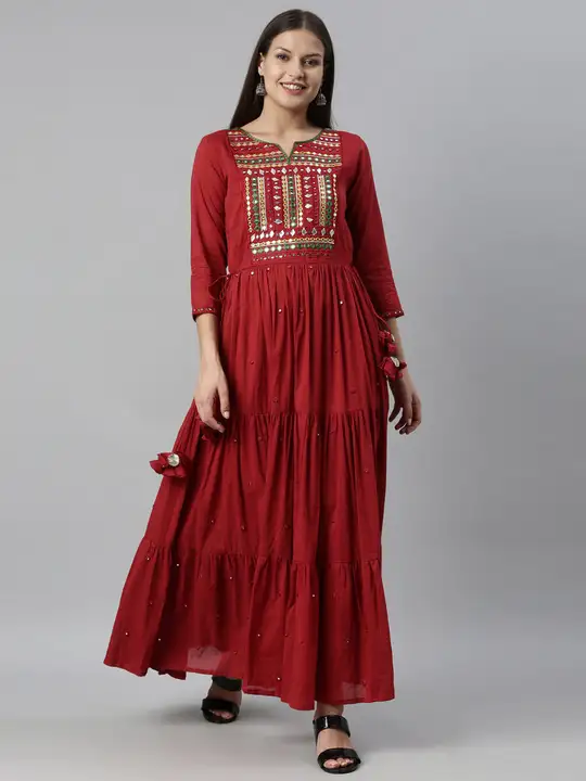 Red embroidery gown uploaded by Karagwals fab on 8/8/2023