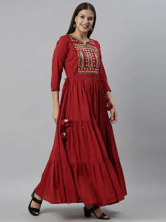 Red embroidery gown uploaded by Karagwals fab on 8/8/2023