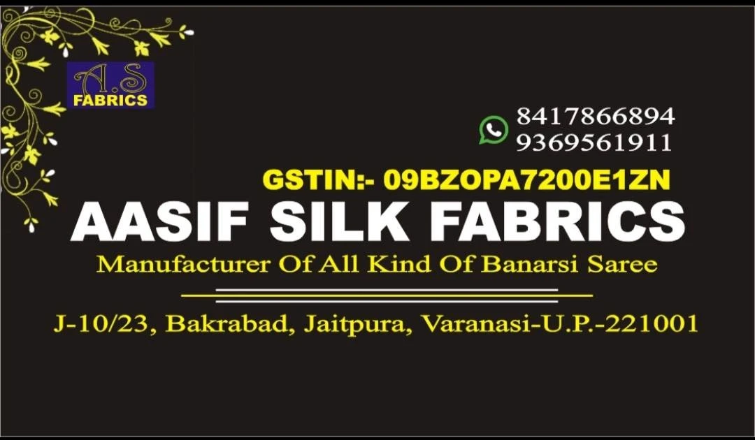 Visiting card store images of AASIF SILK FABRIC