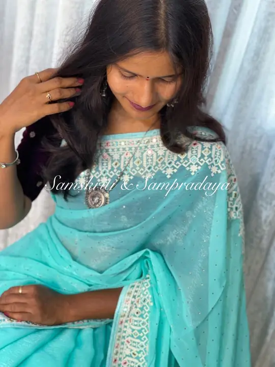 Pure simer beutiful embroidery saree  uploaded by business on 8/8/2023