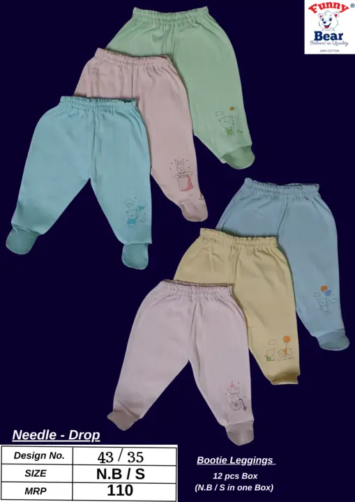 Funny Bear 100% Cotton For Baby Boys & Girls Casual Bootie Leggings ( NEW BORN to 3 Months)  uploaded by Priya Hosiery  on 8/8/2023