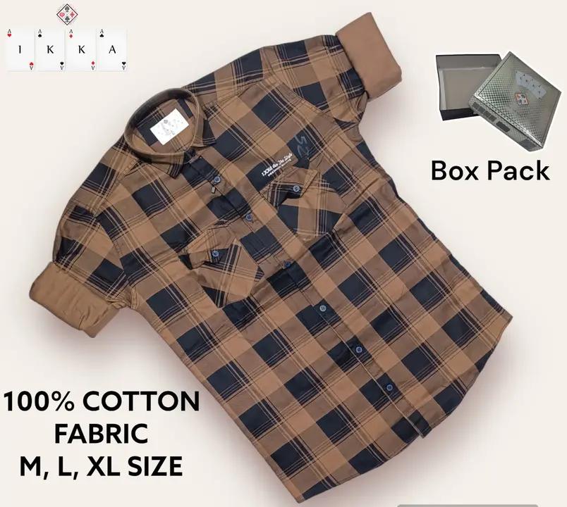 ♦️♣️1KKA♥️♠️ EXCLUSIVE BOX PACKING DOUBLE POCKET CHECKERED SHIRTS FOR MEN uploaded by Kushal Jeans, Indore on 8/8/2023