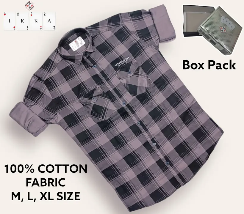 ♦️♣️1KKA♥️♠️ EXCLUSIVE BOX PACKING DOUBLE POCKET CHECKERED SHIRTS FOR MEN uploaded by Kushal Jeans, Indore on 8/8/2023