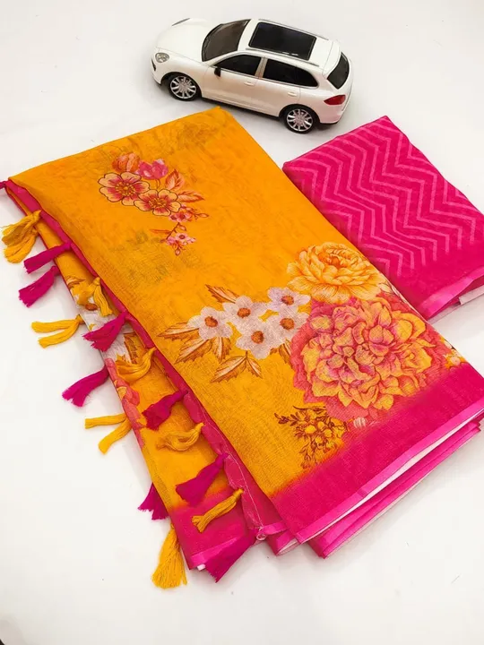 Linen saree  uploaded by FAB ZONE EXPORTS on 8/8/2023