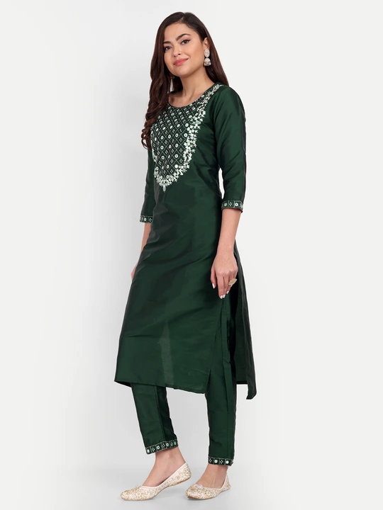 Women Art Silk kurta and Pant Set uploaded by Dhara Trends on 8/8/2023