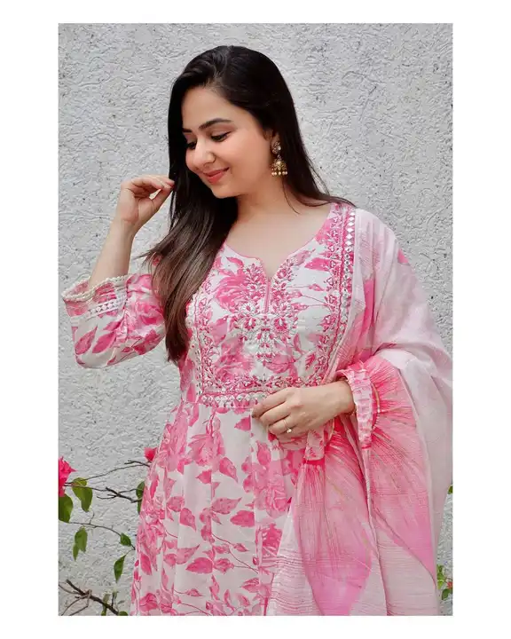 Anar 126 - beautiful fliral print kurti with pant and dupatta uploaded by Classic Collection on 8/8/2023