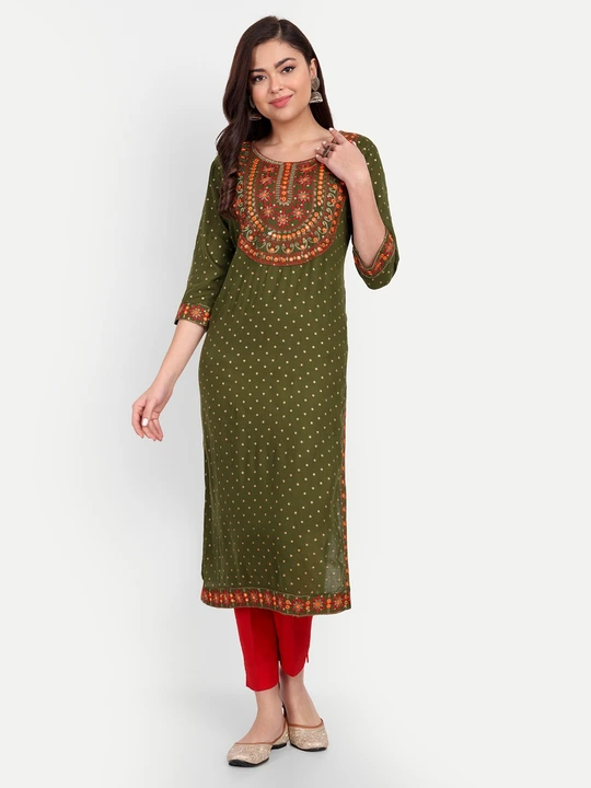 Women Embroidered Viscos Rayon Straight kurta uploaded by business on 8/8/2023