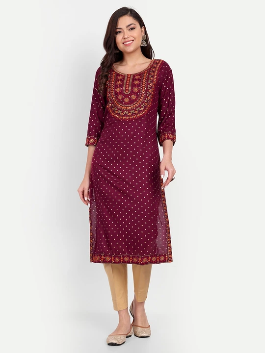 Women Embroidered Viscos Rayon Straight kurta uploaded by Dhara Trends on 8/8/2023