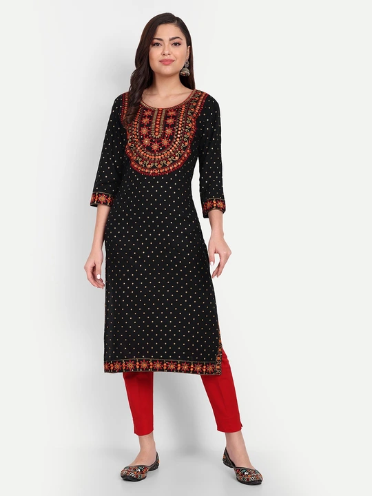 Women Embroidered Viscos Rayon Straight kurta uploaded by Dhara Trends on 8/8/2023