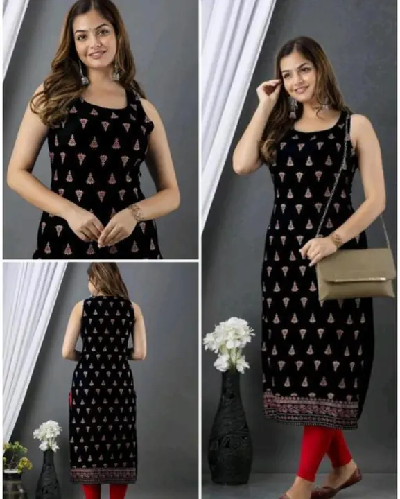 Post image Black sleeveless kurti 
Fabric: Rayon 
Sleev length : Sleeveless
Pattern: Printed 
Combo of: Single 
Sizes:
S( Bust size: 36 in )
M( Bust size: 38 in )
L( Bust size: 40 in )
XL( Bust size: 42 in )
XXL ( Bust size: 44 in )

Black Sleeveless Kurti 
Name: Black Sleeveless Kurti 
Fabric: Rayon
Sleeve Length: Sleeveless
Pattern: Printed
Combo of: Single
Sizes:
S (Bust Size: 36 in) 
M (Bust Size: 38 in) 
L (Bust Size: 40 in) 
XL (Bust Size: 42 in) 
XXL (Bust Size: 44 in) 

Best manufacturing product and product quality is very good 
Country of Origin: India