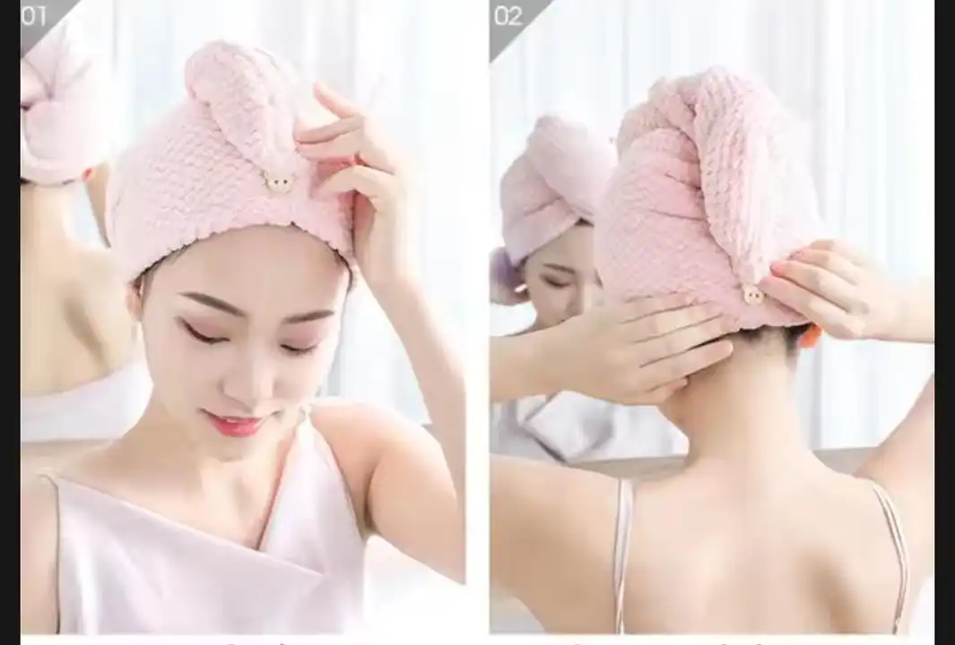 *Portable Microfiber Shower Cap Embroidery Towel* 

 *_Quick Drying Soft Hair Cap uploaded by LOVE KUSH ENTERPRISES on 8/8/2023