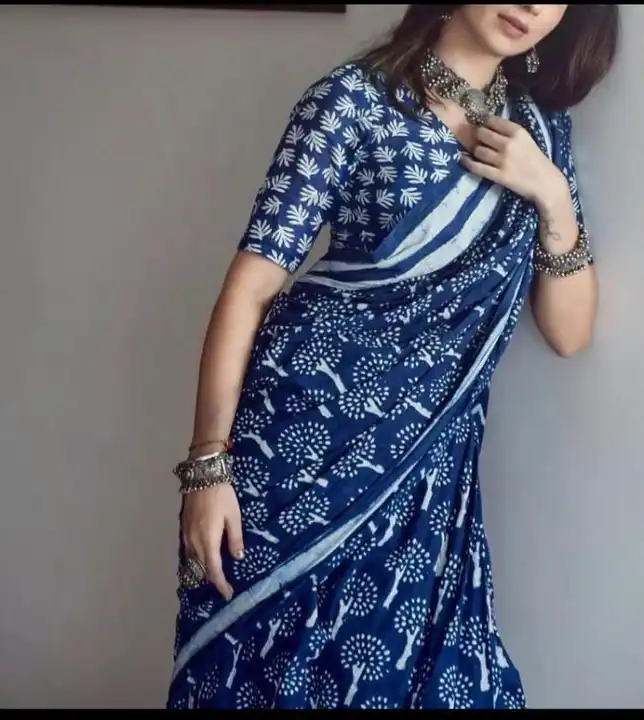 Post image Hey! Checkout my new product called
Pure cotton hand block print mulmul saree with blouse .