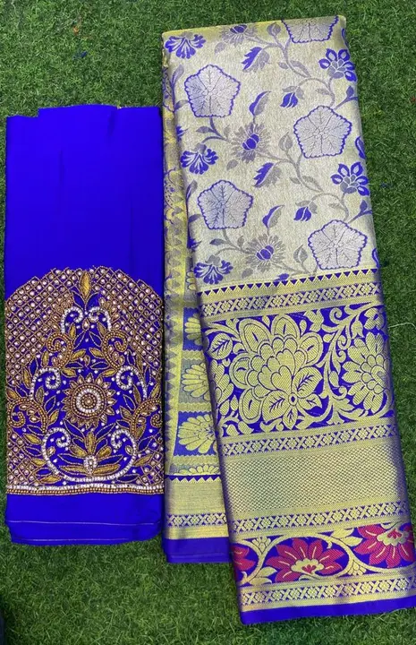 One gram gold pattu saree with maggam work 9848534552 uploaded by Chandini fashion on 8/8/2023