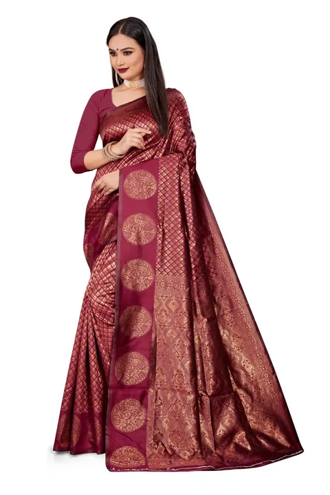 Post image Hey! Checkout my new product called
Baranashi soft lichi saree  blouse border patta work saree jari work .