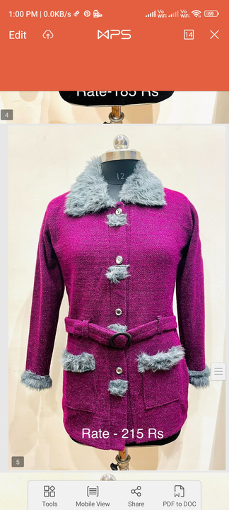 Ladies woolen long coat with faux fur belt  uploaded by SHREE MARUTI KNITWEAR on 8/8/2023