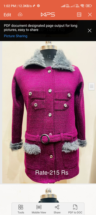 Ladies woolen coat long 4 luppi faux fur uploaded by SHREE MARUTI KNITWEAR on 8/8/2023
