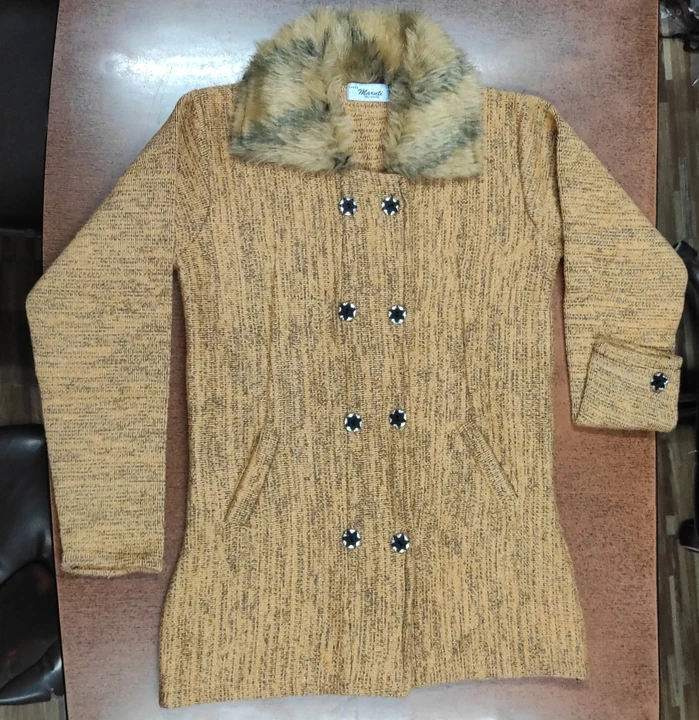 Ladies woolen coat faux fur long uploaded by business on 8/8/2023