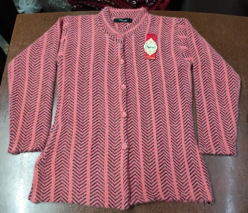 Ladies woolen hair yarn sweater coat cardigan uploaded by SHREE MARUTI KNITWEAR on 8/8/2023