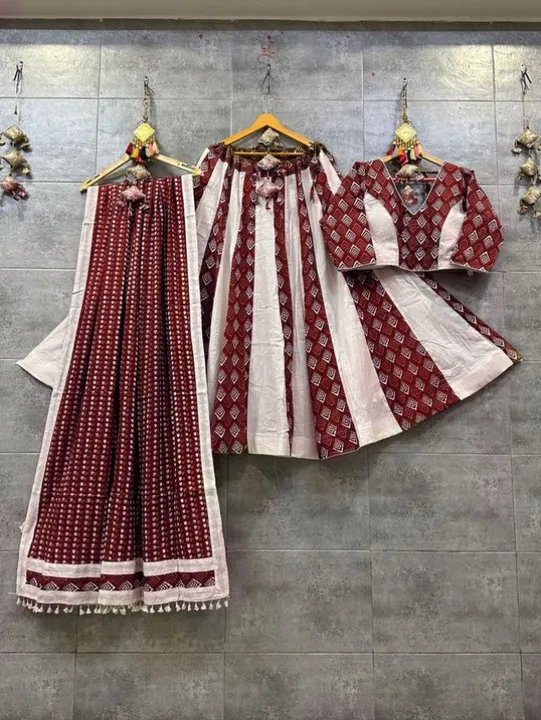 

🌸 *Pure kalmakri cotton with layer chaniya choli* 
With string 
With zip
With canvas
With 4 mtr f uploaded by BOKADIYA TEXOFIN on 8/8/2023