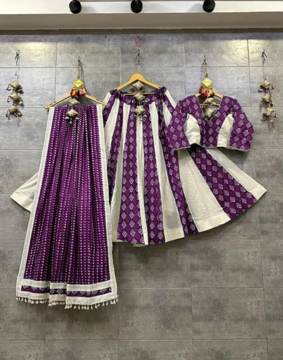 

🌸 *Pure kalmakri cotton with layer chaniya choli* 
With string 
With zip
With canvas
With 4 mtr f uploaded by business on 8/8/2023