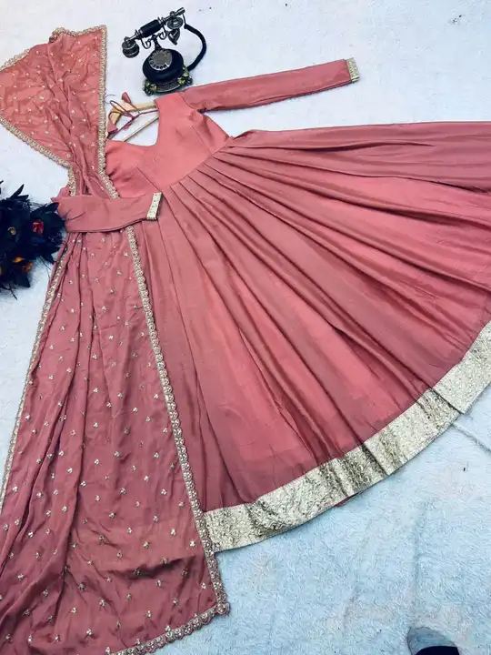 New Designer Party Wear gown +dupatta set(DFG(21/7) uploaded by Sayyeda collection on 8/8/2023
