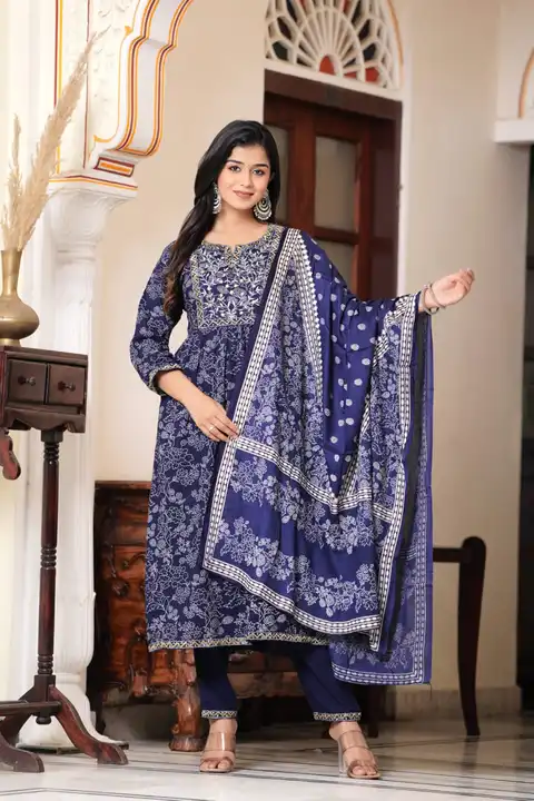 M/38 to XXXL/46, Anarkali Style Kurta Pant Dupatta Set For Women* uploaded by Online Ladies Dresses on 8/8/2023