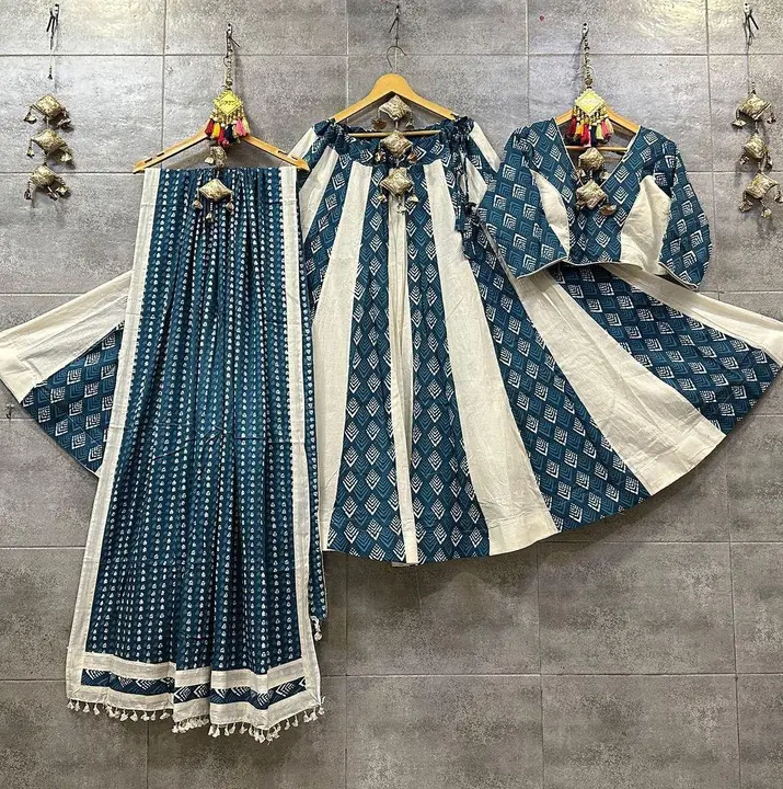 LEHENGA CHOLI + DUPATTA WITH*NAVRATRI WEAR BEUTIQUE STYLES PURE COTTON DESIGNER PRINTED* uploaded by NIVA CREATION on 8/9/2023