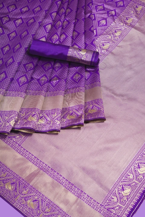 Rich pallu with allover silver zari weaving design saree  uploaded by DHANANJAY CREATIONS on 8/9/2023