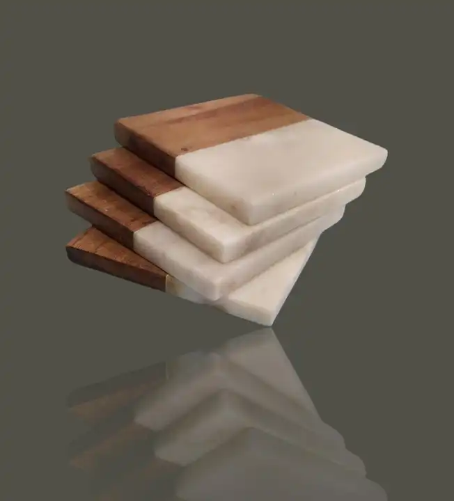 Marble & wood coaster set  uploaded by business on 8/9/2023