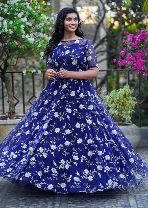 Sukhkarta Clothing Blue Net Anarkali Gown 👗 uploaded by Sukhkrta clothing  on 8/9/2023