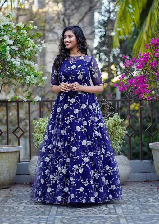 Sukhkarta Clothing Blue Net Anarkali Gown 👗 uploaded by Sukhkrta clothing  on 8/9/2023