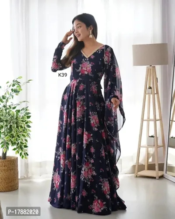 Georgette gown for women with dupatta  uploaded by Udaan on 8/9/2023
