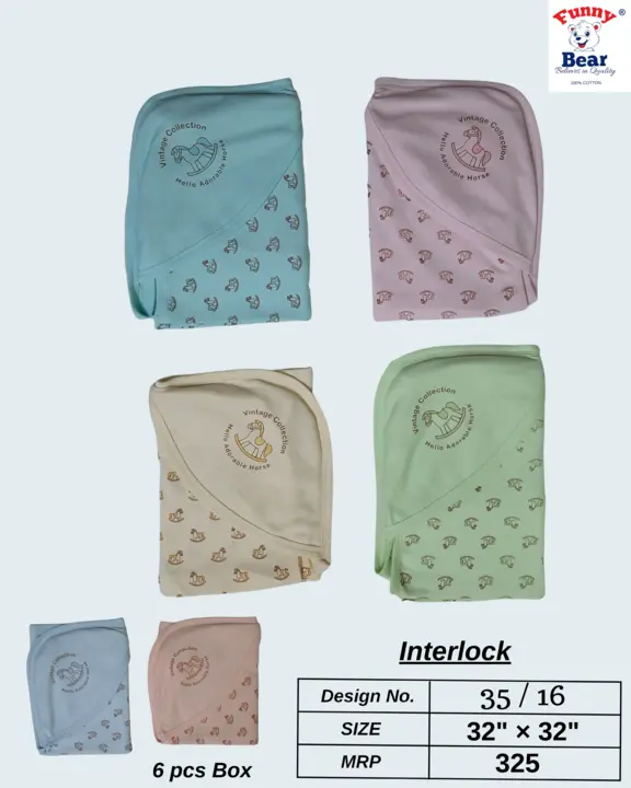 Funny Bear 100% Cotton for baby boys & girls Towel (SIZE - 32" × 32") uploaded by Priya Hosiery  on 8/9/2023