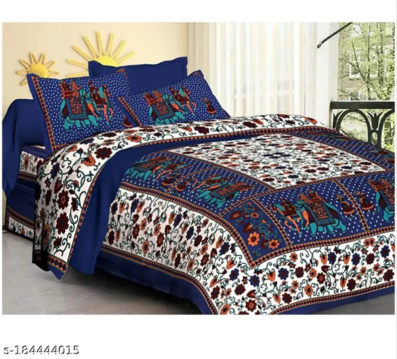  Jaipuri printed bed sheet with two pillow cover uploaded by Rahul textile on 8/9/2023