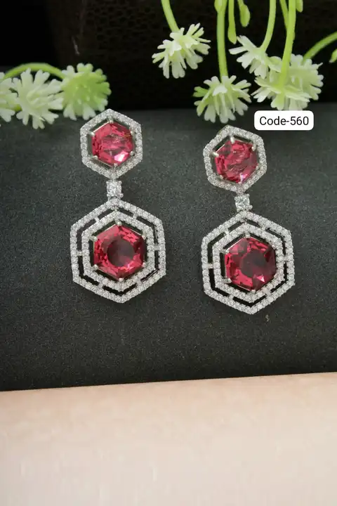 Silver Polished Red Earrings  uploaded by ZEELLO BOUTIQUE on 8/9/2023