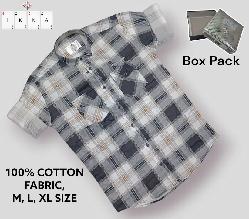 ♦️♣️1KKA♥️♠️ EXCLUSIVE BOX PACKING DOUBLE POCKET CHECKERED SHIRTS FOR MEN uploaded by Kushal Jeans, Indore on 8/9/2023