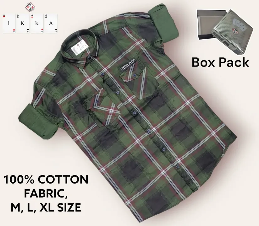 ♦️♣️1KKA♥️♠️ EXCLUSIVE BOX PACKING DOUBLE POCKET CHECKERED SHIRTS FOR MEN uploaded by Kushal Jeans, Indore on 8/9/2023