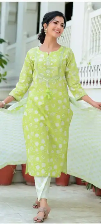 Kurti set with duptta and pant uploaded by business on 8/9/2023